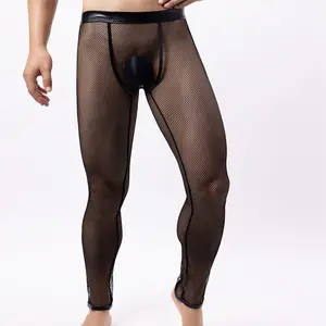 Men's Fashion Trend Sexy Underwear Men's Hollow Breathable Fishnet Sexy Mesh Leggings European and American Style Long Pants