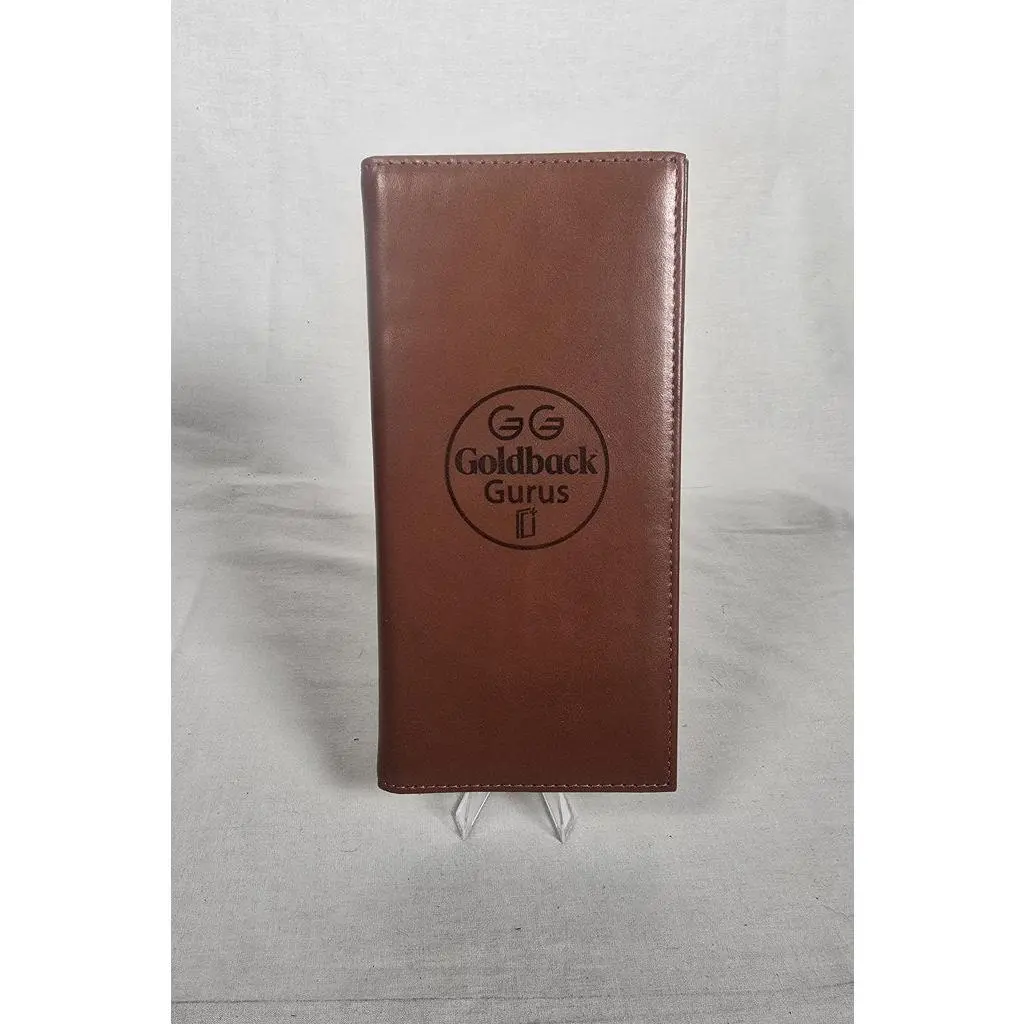 Goldback Leather Wallet — Brown with Custom Goldback Gurus Logo Engraving