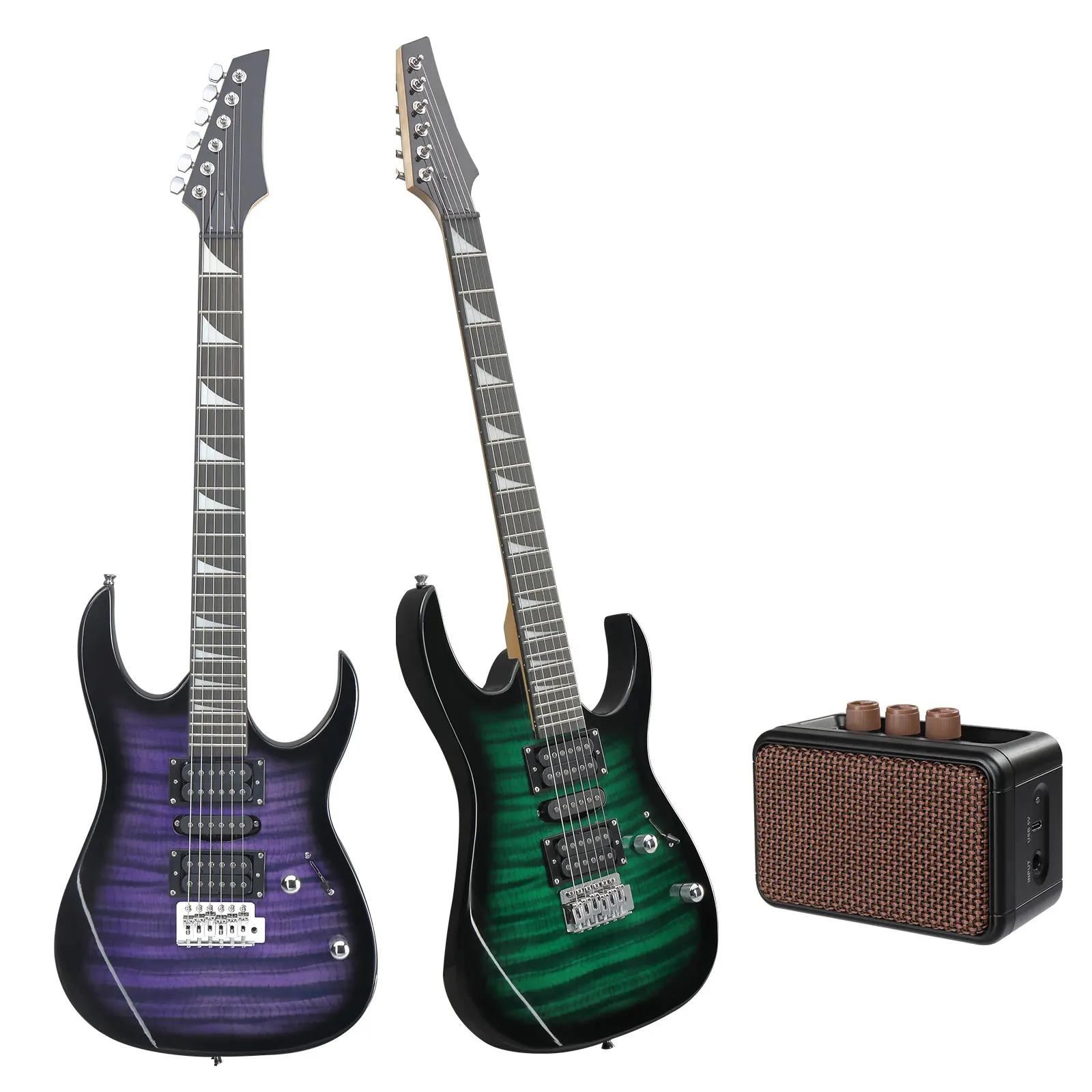 Tiger Black Electric Guitar Kit with 5W Amp Gig Bag Strap Extra Strings for Beginners Professionals 39 Inch HSH Pickup Solid Body Guitars Set Guitar Set with Accessories Guitar Package with Amp Kit with Amp and Accessories beginner kit, Portable Guitar Am