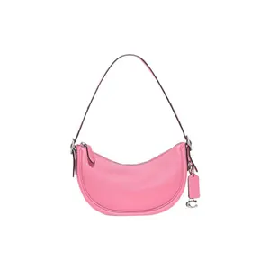 COACH Luna 27 Pebbled Leather Zip-Top Tote with Crossbody Strap for Women in Blush Pink
