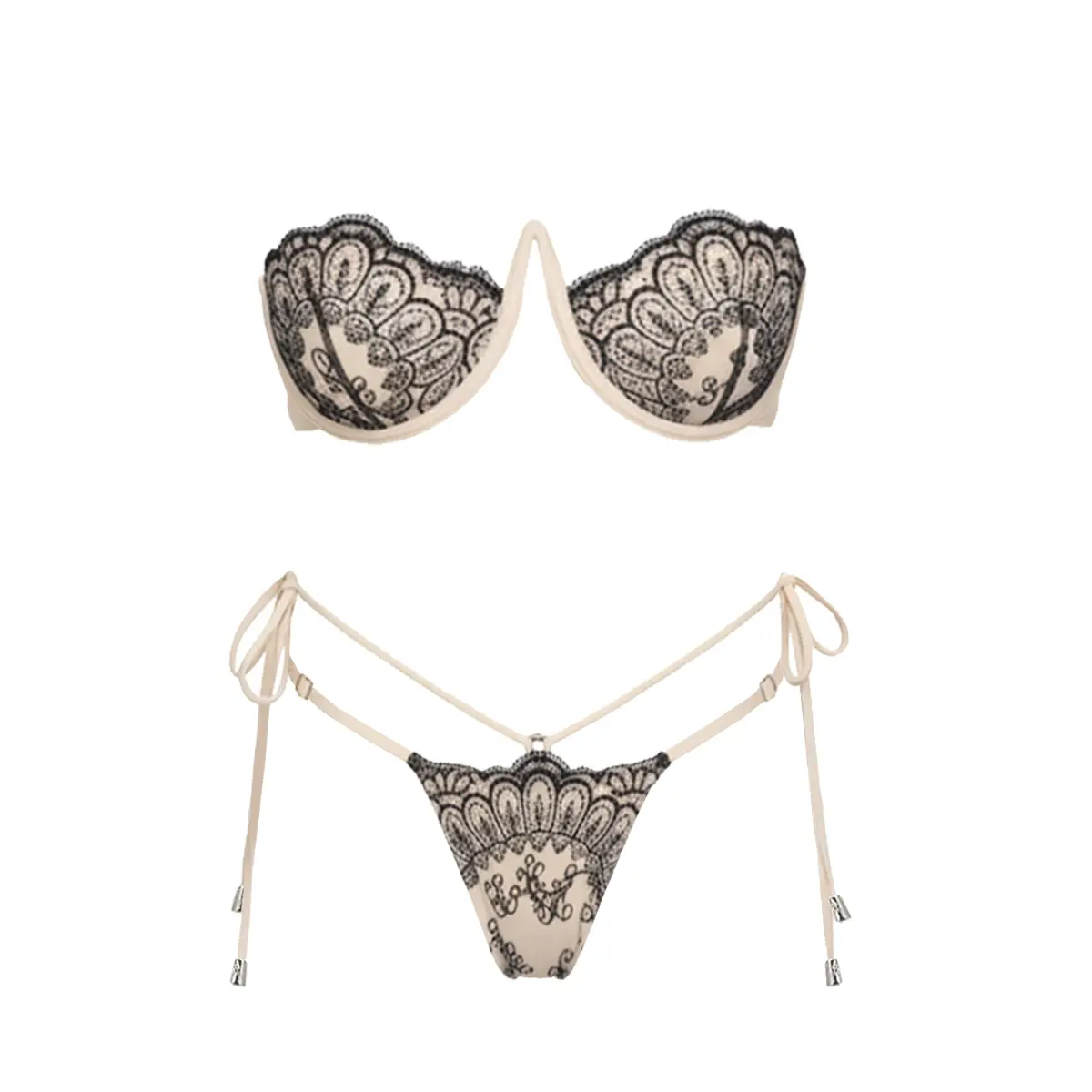 Women's 2026 New Lace Tie Bust-Lifting Mini Bikini 2-Piece Set, Fashionable Sexy Swimwear for Beachwear, Pool Parties