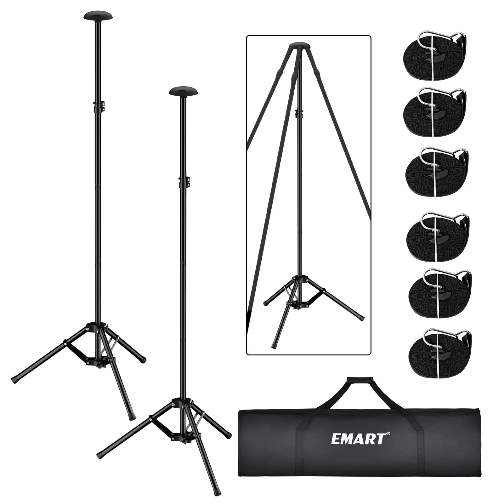 EMART Boat Cover Support Poles with 33"-66" Adjustable Metal Tripod ,Windroof Pontoon Boat Cover Support Poles Adjustable Heights With 3 Straps, Storage Bag for Canoe, Kayaks,Fishing Boat Covers