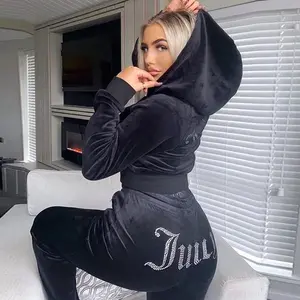 Women 2-Piece Outfits Velour Tracksuit For Velvet Jogging Workout Sets Durable
