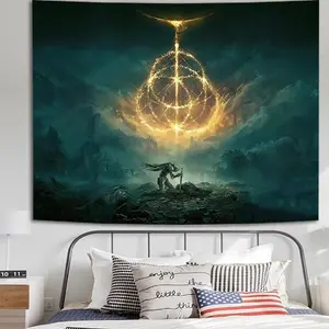 Game tapestry, elderly ring poster, wall hanging art, birthday gift. Game room, family bedroom, dormitory