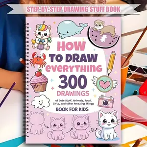 How to Draw 300 Cute Animal Food & Creative Patterns, DIY Drawing Book, Stress Relief Coloring, Improve Imagination, Adult Student Gift, Doodle Books