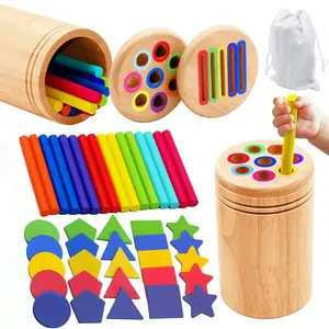 Wooden Montessori Color Sorting Toy, Fine Motor Skills Sensory Game, Shape Matching Puzzle for Babies & Toddlers, Gift for Boys Girls Ages 1+, Learning Materials, Play