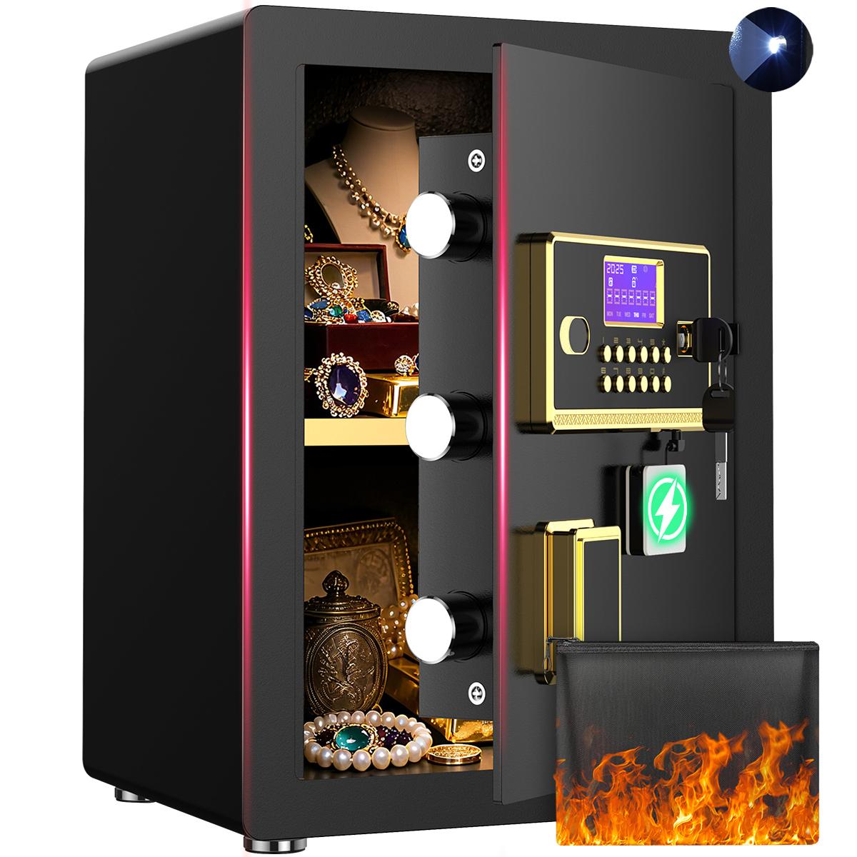 ACTIGER Home Security Safe Box: Large Digital Keypad Safe with Internal Locking Box for Jewelry & Cash, Fireproof Bag Included ACTIGER Home Security Safe Box: Large Digital Keypad Safe with Internal Locking Box for Jewelry & Cash, Fireproof Bag Included
