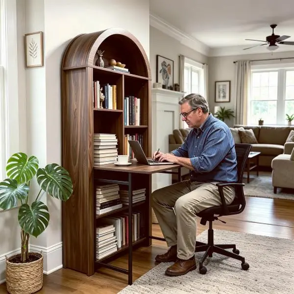 Bellemave Convertible Tall Arched Bookcase - Foldable Hideaway Shelves for Bedroom, Vanity, Books Storage, Home Organization Room Storage Piece for Home Office Small Spaces