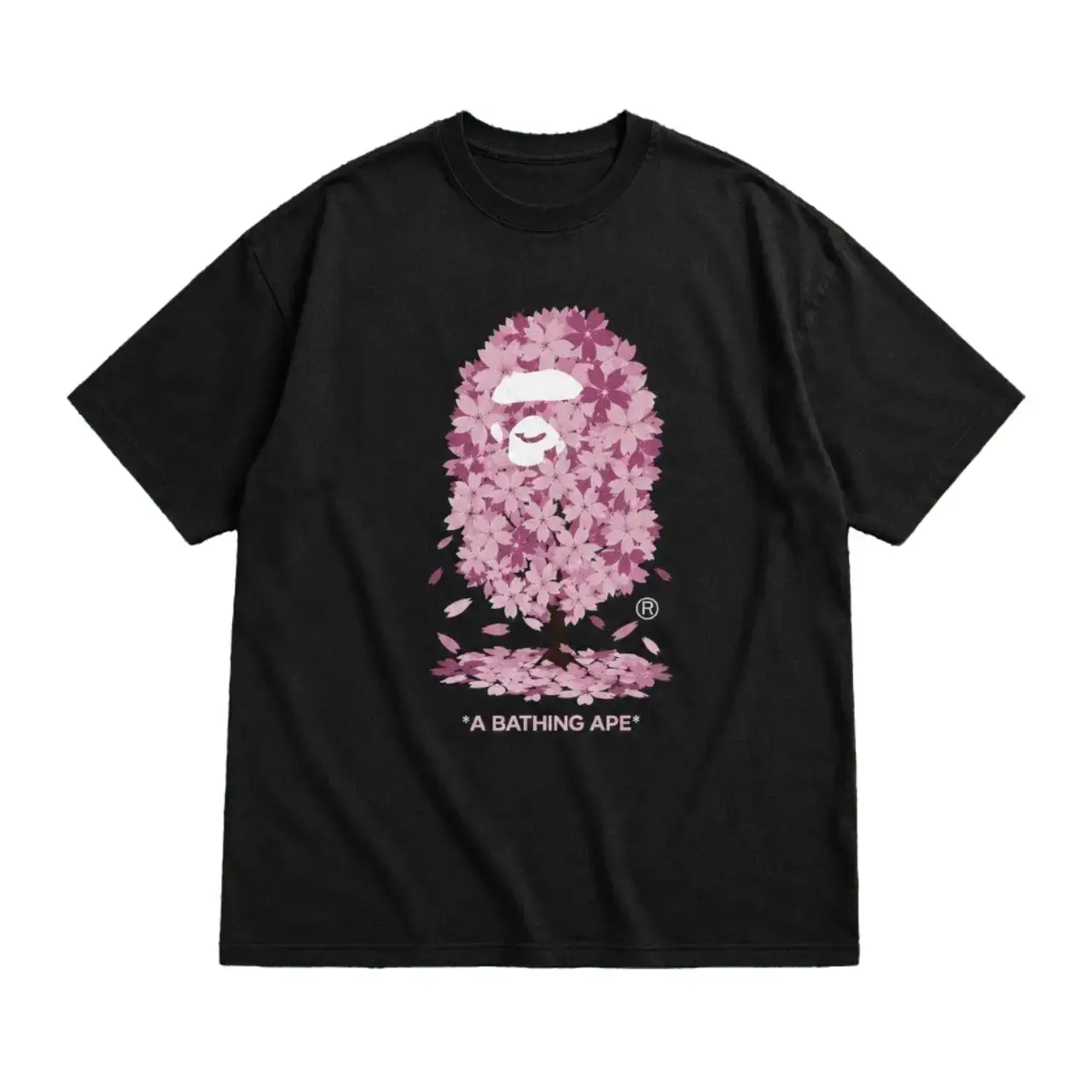 A Bathing Ape Sakura Ape Graphic T-Shirt, Black Unisex Cotton Tee, Vintage Streetwear Shirt, Retro Y2K Hype Graphic T-Shirt, Fashion Gift