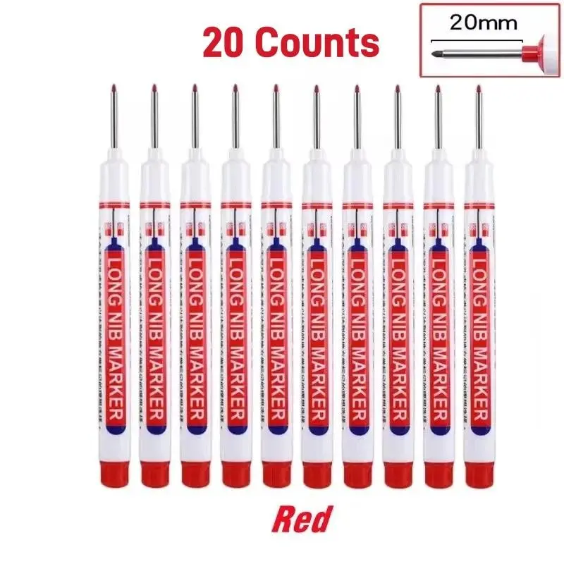 Long Marker Pen, 20pcs/set Waterproof Marker Pens, Multipurpose Deep Hole Marker Pen for Metal, Ceramic, Glass, Leather