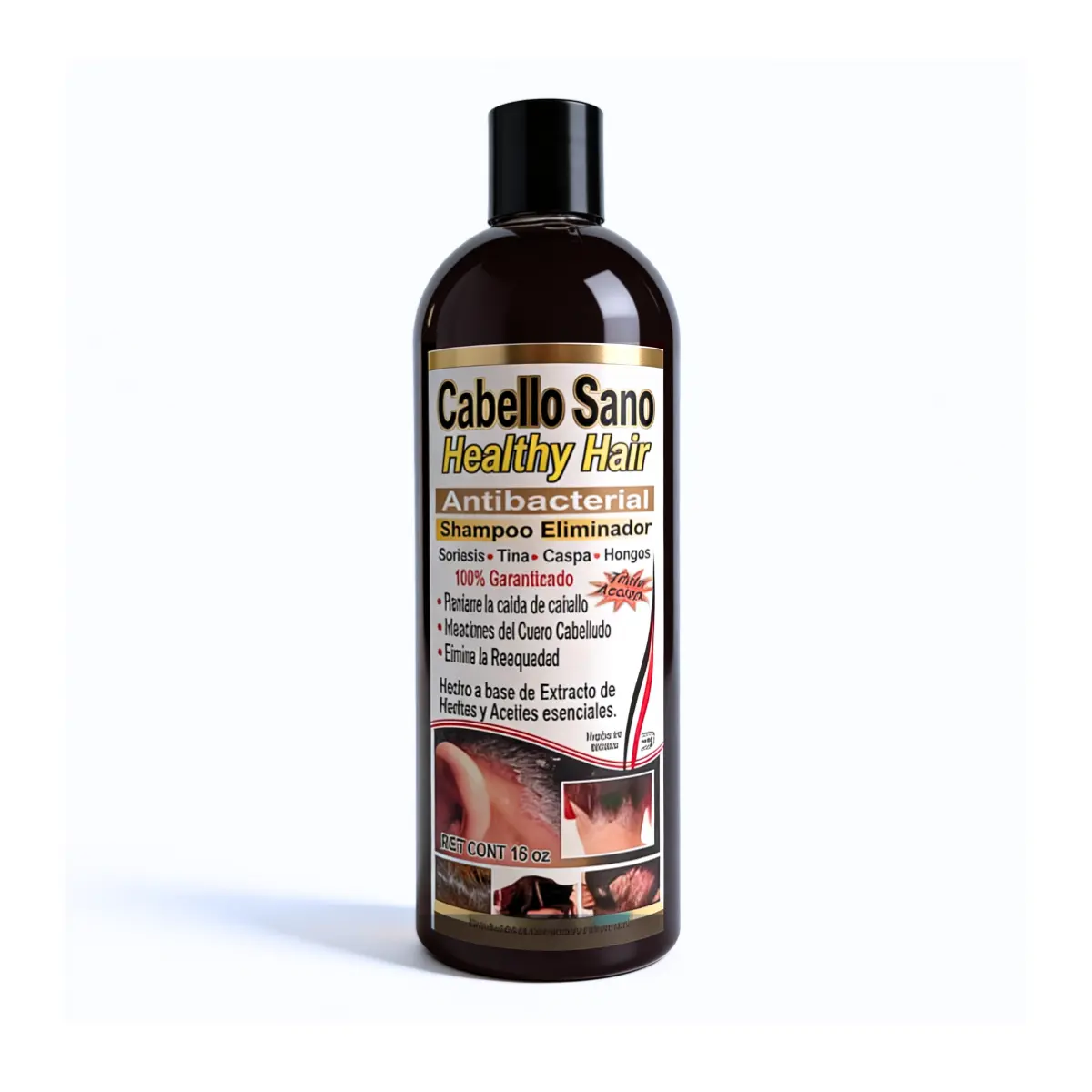 Shampoo Cabello Sano - Healthy Hair Antibacterial Shampoo for Dry Scalp & Dandruff | Natural Herbal Formula | Made in Mexico | Shampoo Herbal Anticaspa y Caída