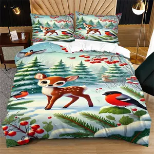 Christmas Lighted Gift Box Reindeer Bedding Duvet Cover Set (2/3 Pcs) 1 Duvet Cover + 1/2 Pillowcases (no Filler) Moonstar Moose Fits Bedroom Art Apartment Couple Residence Family Suite Homestay King Room for Couples Kids Families Young Couples Renters