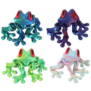 Articulated Magnetic Frog 3D Printed Poseable Fridge Magnets for Metal Surfaces Decor