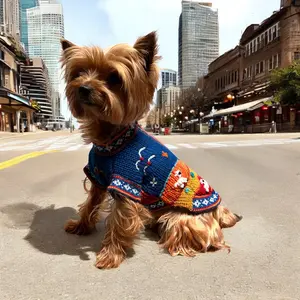 Italian Blue Alpaca Zip-Up Dog Sweater | Handmade Peruvian Luxury