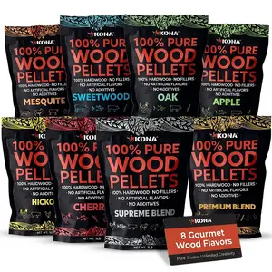 Kona Smoker Pellets Variety Pack - 8 Pack, 1 lb Each - Premium Wood Smoking Pellets for Ninja Woodfire and Other Pellet Grills - Ideal BBQ Gift