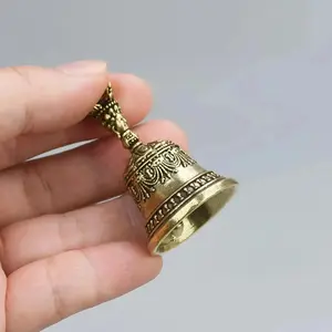 Handcrafted Bronze Hand Bell with Carved Design, Premium Handheld Clapper Bell, Calming Meditation & Relaxation Bell, Soothing Sound for Yoga, Ceremony, Wedding, School & Outdoor Rituals summerwins