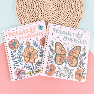2 Butterfly Floral Swear Word Coloring Books, Adult Stress Relief Graffiti Coloring Book, Back-To-School Summer Vacation Drawing Book Set, Water Coloring Books