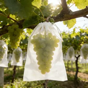 50PCS/100PCS water-permeable breathable insect-proof cover, hidden pull rope, fruit mesh bag, Garden Plant Supplies, suitable for fruit trees and bird-proof nets Adjustable Garden Netting to protect apples grapes, Birds, pests, drawstring