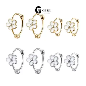 GGIRL Daisy Flower Huggie Hoop Earrings for Women Teen Girls 14K Gold Plated Hypoallergenic Cartilage Helix Earrings, Fashion Jewelry Gift for Holiday Birthdays Anniversaries