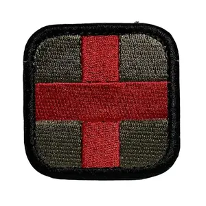First Aid Tactical Patch w/ Hook & Loop Backing - Green/Black/Red