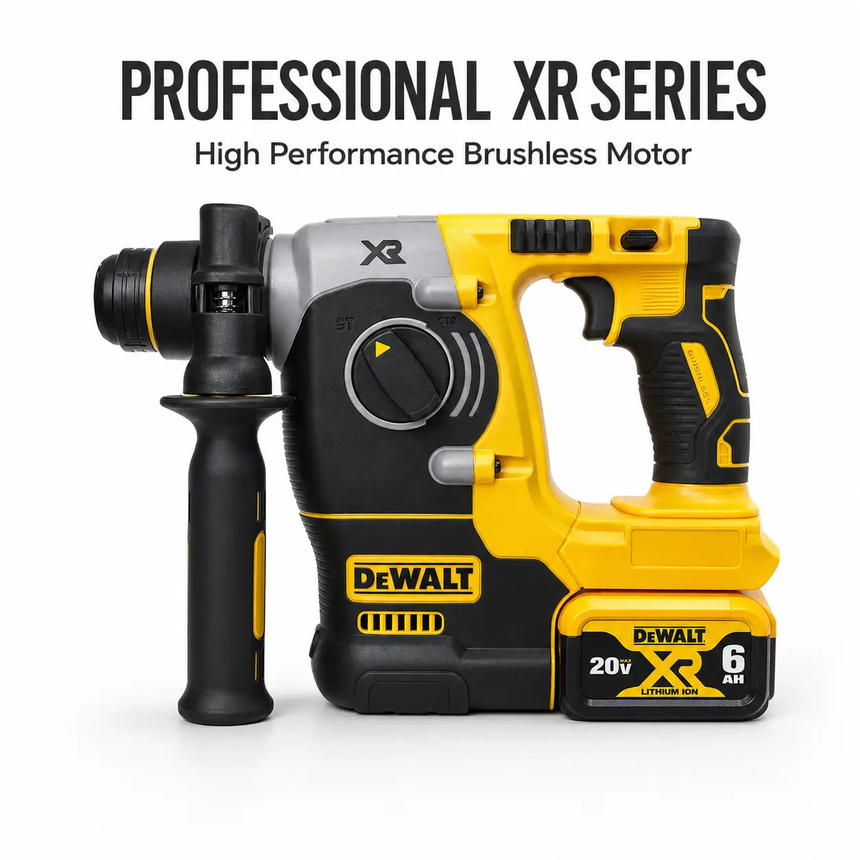 DEWALT 20V Brushless Motor Compact Cordless Rotary Hammer Drill Set (DCH273) - 2.1J Impact Energy, 360° Rotatable Handle, 6.0Ah Battery, Active Vibration Control, for Concrete Drilling, Masonry Surfaces, Power Tool Mounting