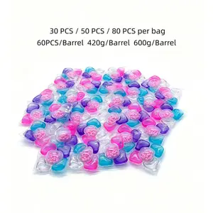 30 PCs /50 PCs /80 PCs/bag, 600g/barrel, 5-in-1 laundry beads, with options of barrel and bag, lasting fragrance, 5-in-1 cleaning balls, suitable for daily use at home, Detergent Ball, Laundry Pods