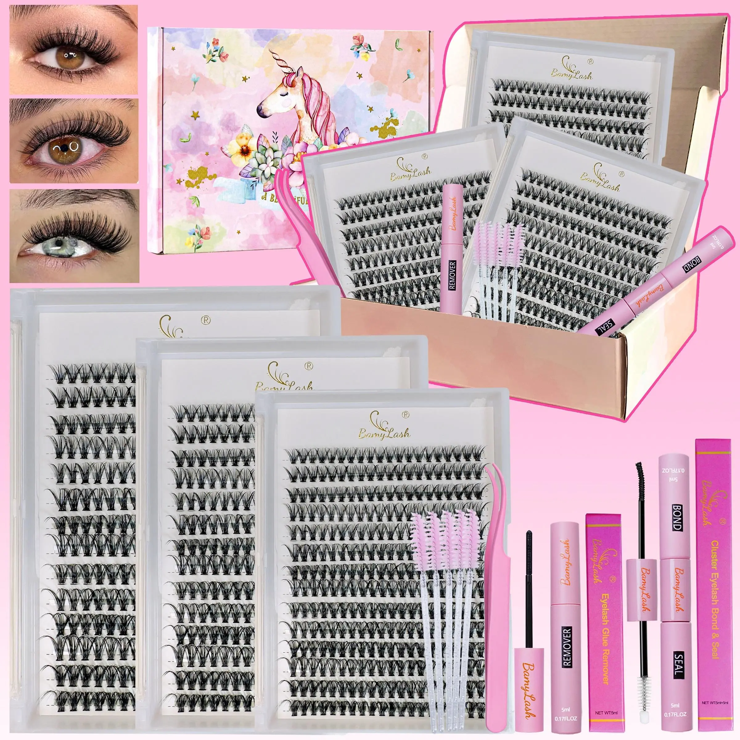 Daily Lash Extension Kit, Easy Perfect Eye Makeup, Includes High-Quality Daily Use 3 Boxes 90 Pcs Lashes, With Glue, Remover, Tweezers, Brush Set, Essential Beauty Gift, Eyelash Extension Tweezers, Eyelashes Extensions Kit, Individual Lash Kit