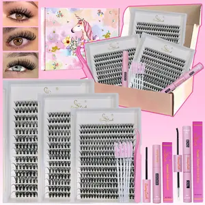 Daily Lash Extension Kit, Easy Perfect Eye Makeup, Includes High-Quality Daily Use 3 Boxes 90 Pcs Lashes, With Glue, Remover, Tweezers, Brush Set, Essential Beauty Gift, Eyelash Extension Tweezers, Individual Lash Kit