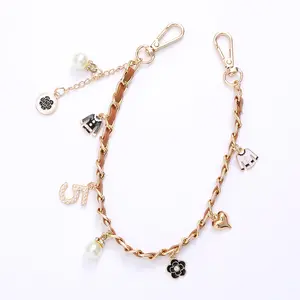 Bag Charm Chain, Number Pendant and Flower Detail, Decorative Keychain for Handbag or Backpack