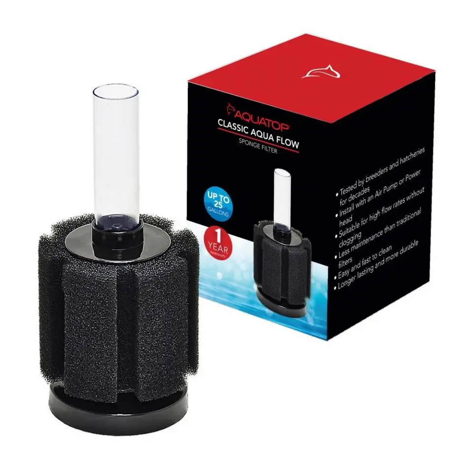Aquatop Sponge Filter - Available in Multiple Sizes - Powered by Air Pump (sold separately) - Provides Excellent Biological Filtration and Water Polishing for Fish Aquariums