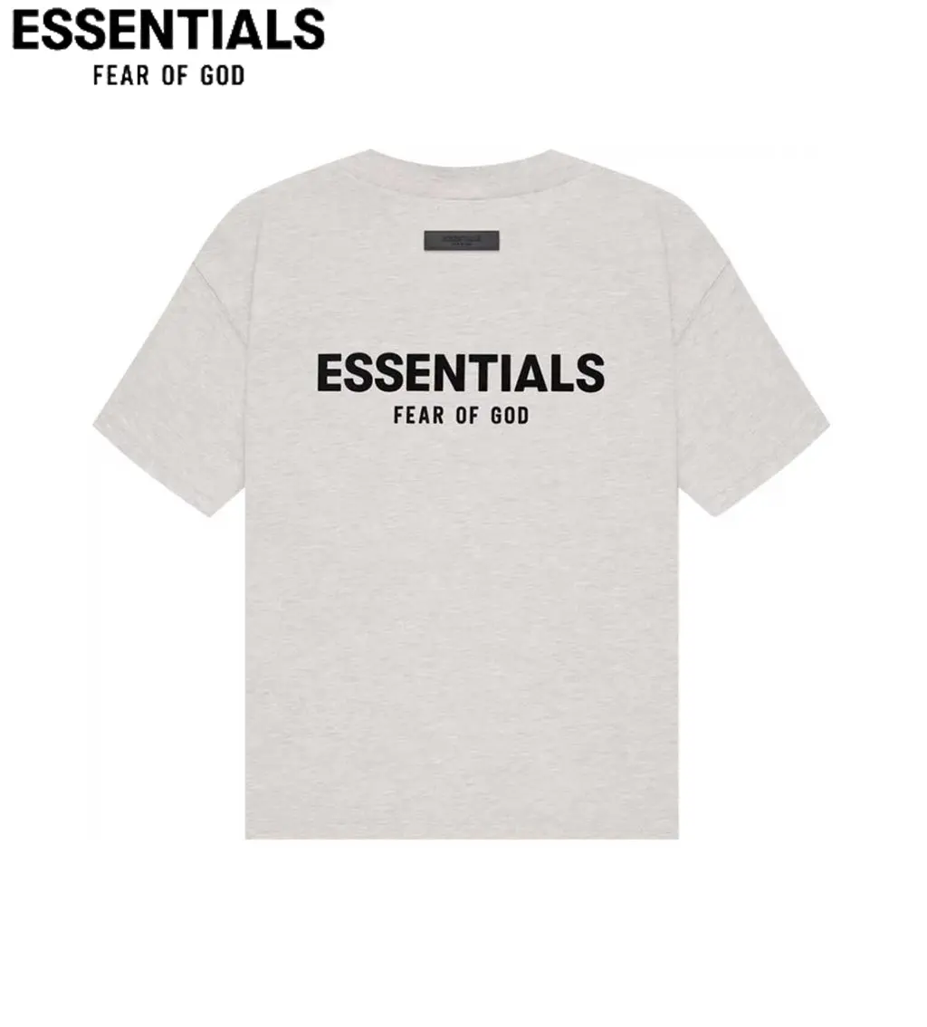 Essentials Fear of God Light Oatmeal Velvet Tee Oversized Cotton Streetwear T-Shirt Men Women Casual Menswear