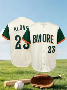 Baltimore City Style Embroidered Baseball Jersey Unisex Short Sleeve Button Down Sportswear Athletic Tops Streetwear Tops