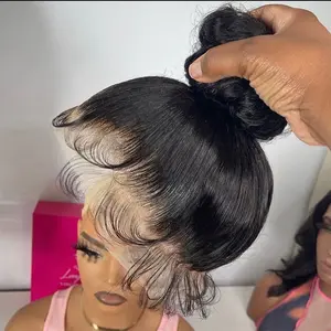 360 Straight Transparent Lace Frontal Human Hair Wigs For Black Women Pre Plucked Body Wave Lace Front Wig Natural Hairline 180% Density Bleach Knots   #SummerVibes#tiktokshopspringglowup