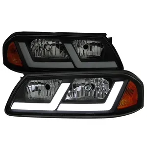 2000-2005 Chevrolet Impala LED Bar Factory Style Headlights  (Matte Black Housing/Smoked Lens)