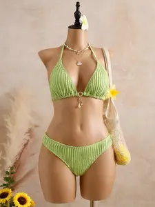 Women's Comfortable Bikini Set, Summer Bikini, Ruched Bikini Bottoms, Fashion Swimsuit, Stylish Design, Perfect for Beach and Pool Use, Comfortable Wear, Swimwear Bikini