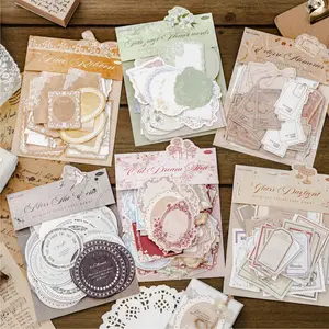 Vintage Scrapbooking Sticker, 100 Sheets/bag Scrapbooking Material Paper, DIY Decorative Sticker for Scrapbooking & Journal Making, Decal Sticker