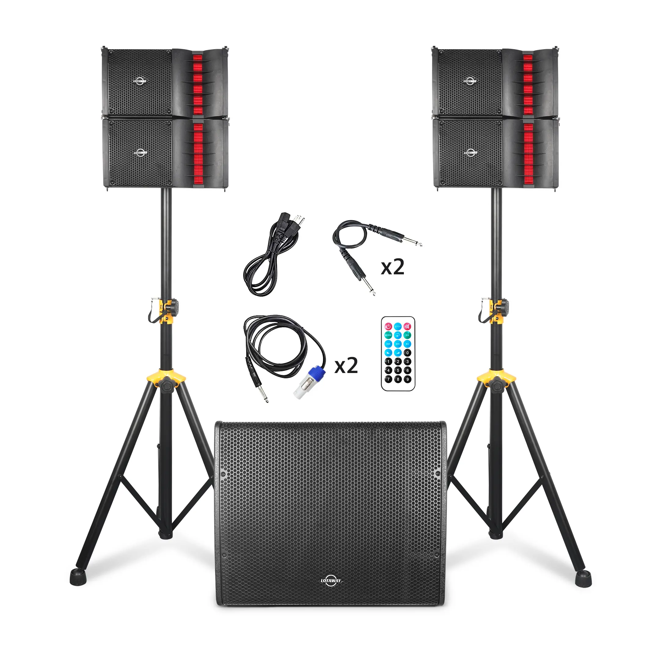 LOTAWAY SQ-2.1 Professional Line Array Speaker System, 4000W Powered PA System with 18" Subwoofer and Dual Column Arrays, DSP Mixer for DJs, Live Performances, Weddings & Event Rental