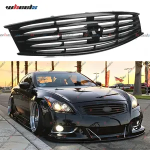 2008-2013 – Infiniti G37 Coupe & 2014-2015 Q60 Coupe – Lightweight Honeycomb Gloss Black Carbon Fiber Front Bumper Grille, New Never Used - (For Specific Years Fitment)