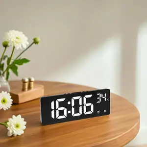 Digital Alarm Clock with Temperature Display, Large Screen, Plug-In and Battery Powered, Ideal for Bedroom Office Kitchen Decor, Digital Clock Battery Operated