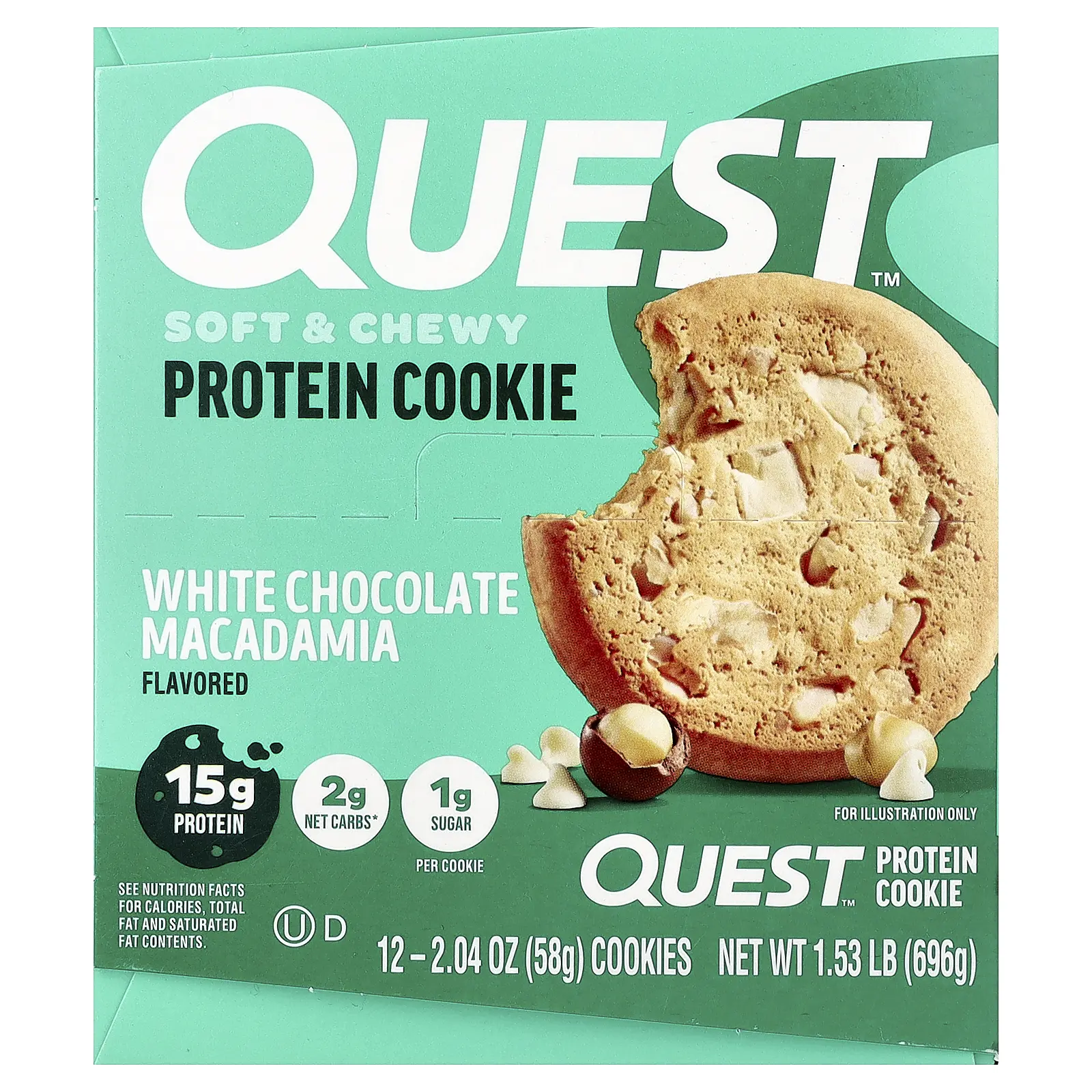 Quest Nutrition Protein Cookie, White Chocolate Macadamia, 12 Cookies, 2.04 oz (58 g) Each