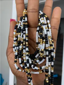 WAISTBEADS - WHITE BLACK GOLD