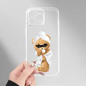 Stylish and Trendy Bear Phone Case with Bathrobe Design for iPhone 7/8/X/XS/XR/11/12/13/14/15/16 Plus Pro Max Mini - Perfect Holiday Gift/Birthday Gift