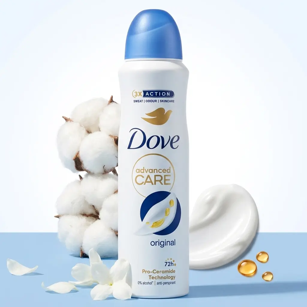 Dove Advanced Care Original Deodorant Spray (5oz/150ml) 72-Hour Protection 1/4 Moisturizing Cream Antiperspirant with Pro-Ceramide Technology