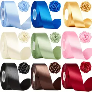 5 Rolls 4cm X 25yd Satin Ribbon, Pure Color Fabric Ribbon, Craft Roll Chair Sash, Valentine's Day Gift Wrapping, Party Wedding Decorations, Flower Wrapping
