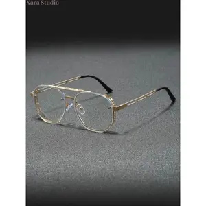 Men’s Metal Frame Eyeglasses, Classic Browline Top Bar Glasses, Lightweight Durable Fashion Eyewear for Men, Clear Lens Optical Glasses for Business Casual, Office Work, Daily Wear & Formal Occasions