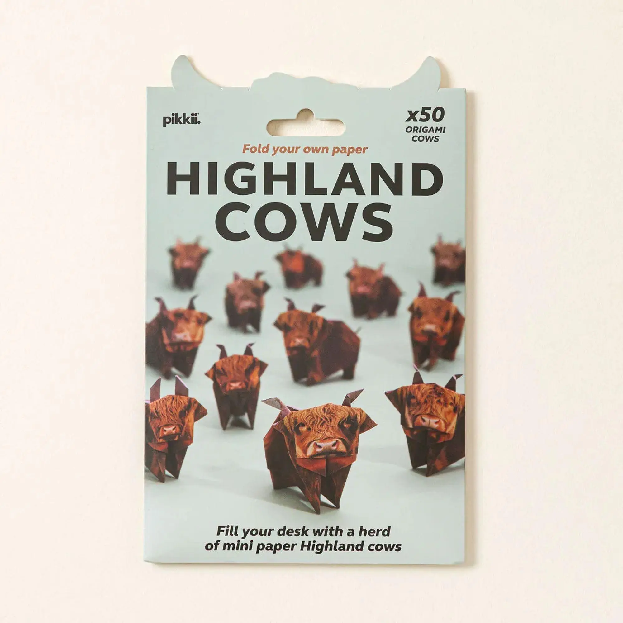 Mini Highland Cows Origami Paper Desk Herd, Adorable Creative Stress Relief Toy, Includes Relaxing Tutorial
