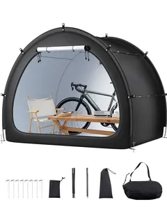 Outdoor Bike Storage Tent Fan-Shaped Waterproof Shelter For 4 To 5 Bikes, Weatherproof Carport-Style Canopy With Easy Setup, Durable UV-Resistant Outdoor Bike Shed For Garage, Yard, Or Campground, Ventilation And Stability