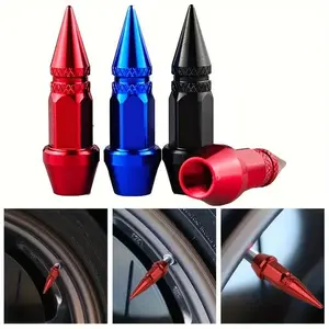 Automotive General Bullet Screw Valve Cap, Personalized Modified Pointed Valve, Universal for Bicycles and Motorcycles, Upgrade Your Ride with These 4PCS 45mm Spiked Aluminum Stem Covers! Tire Pressure Caps