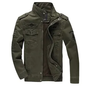 Spring New Men's Casual Cotton Military Jacket Outdoor Loose plus Size Workwear Jacket Tops Long Sleeve