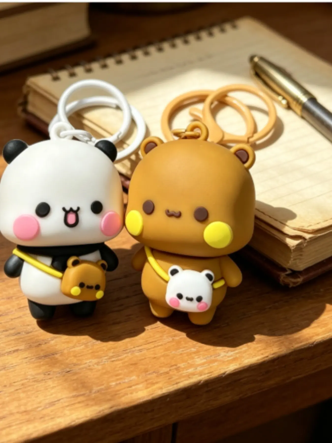 Cute Panda and Bear Silicone Keychains, Perfect for Christmas, Thanksgiving, Mother's Day, New Year, Car Keys, Couple Gifts, Back-To-School